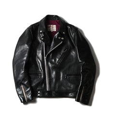 May club -【Addict Clothes】AD-03 Horsehide British Asymmetry Jacket - Black