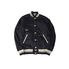 May club -【North No Name】COTTON VARSITY JACKET - BLACK