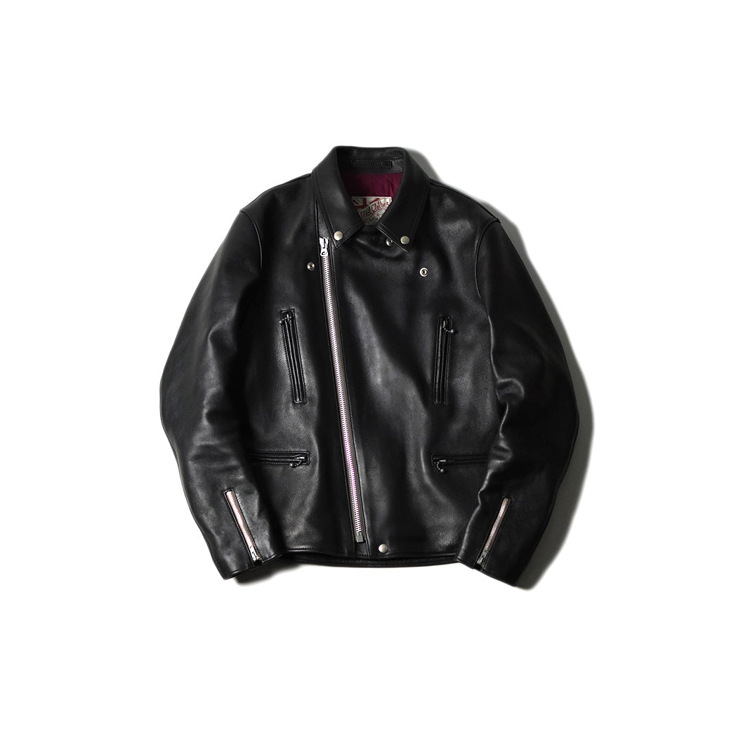 May club -【Addict Clothes】AD-02L SHEEPSKIN DOUBLE RIDERS JACKET - BLACK（茶芯）