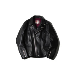 May club -【Addict Clothes】AD-02L SHEEPSKIN DOUBLE RIDERS JACKET - BLACK（茶芯）