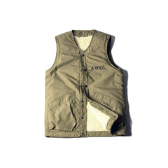 May club -【WESTRIDE】REVERSIBLE PILE VEST - OLIVE / CREAM