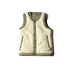 May club -【WESTRIDE】REVERSIBLE PILE VEST - OLIVE / CREAM