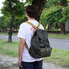 ACV- BG04 WAXED COTTON BACK PACK - KHAKI GREEN - May club