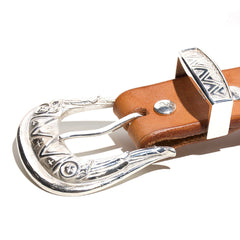 MAY CLUB 三件組 ALL SILVER WESTERN BELT - TAN - May club