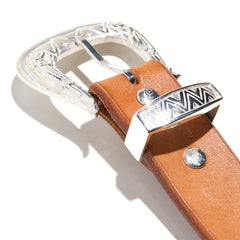 MAY CLUB 三件組 ALL SILVER WESTERN BELT - TAN - May club