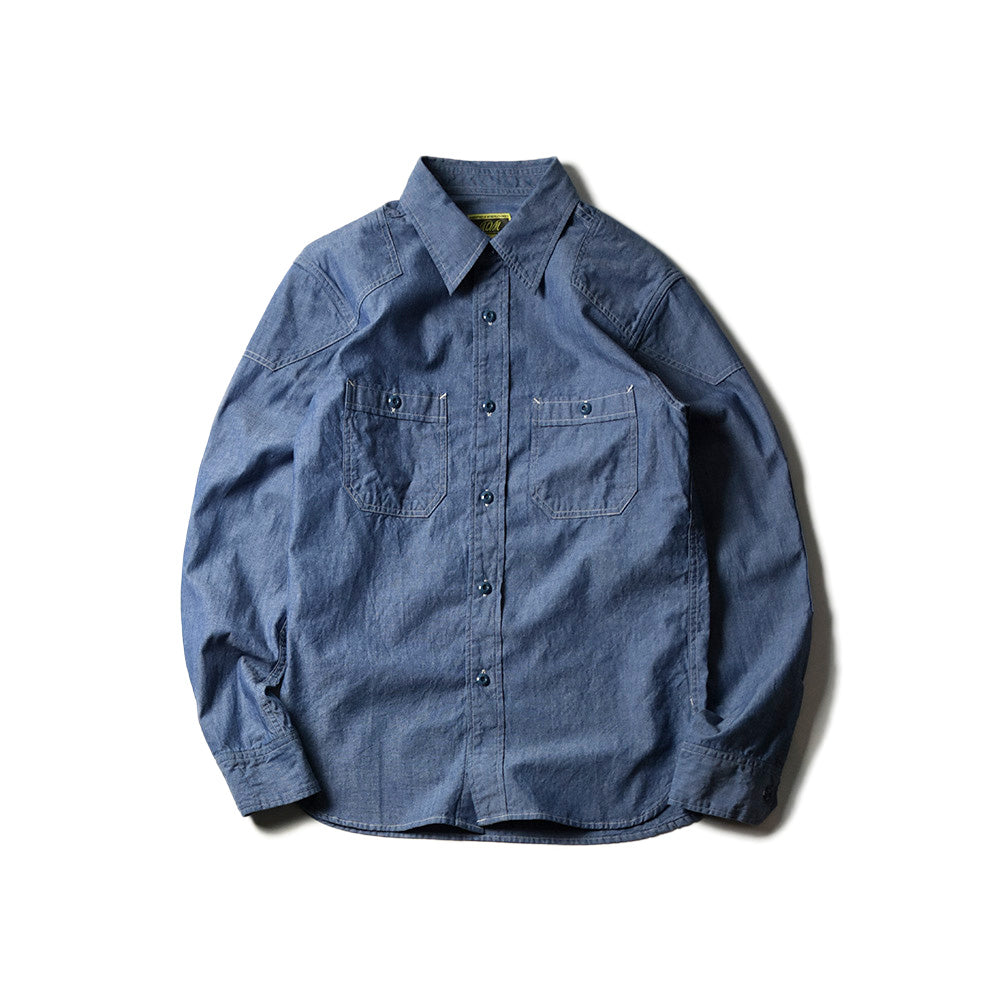 May club -【Addict Clothes】AD-SH-01 PADDED CHAMBRAY SHIRT - BLUE