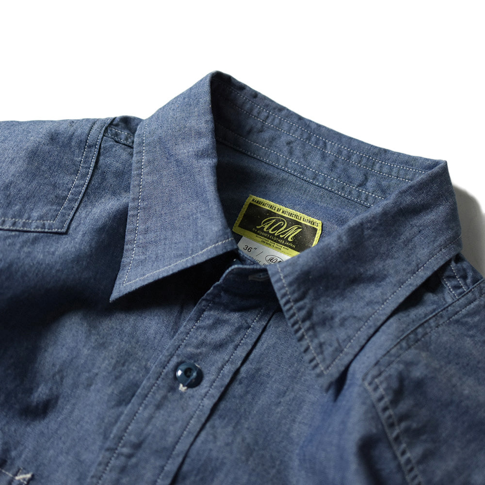 May club -【Addict Clothes】AD-SH-01 PADDED CHAMBRAY SHIRT - BLUE