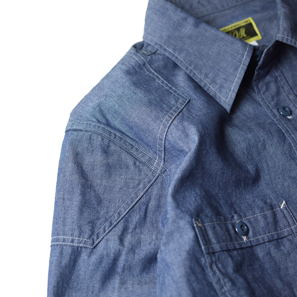 May club -【Addict Clothes】AD-SH-01 PADDED CHAMBRAY SHIRT - BLUE