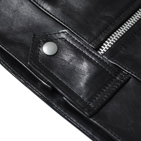 May club -【Addict Clothes】AD-01 Horsehide Center Zip Jacket - Black