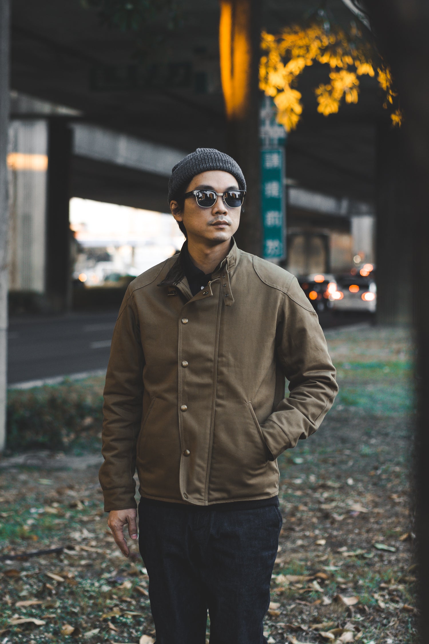 COTTON ULSTER JACKET - KHAKI - May club