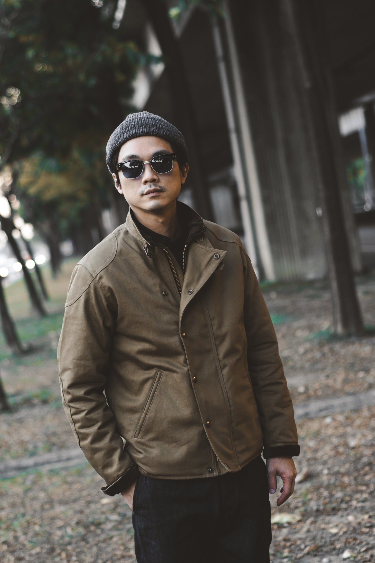 COTTON ULSTER JACKET - KHAKI - May club