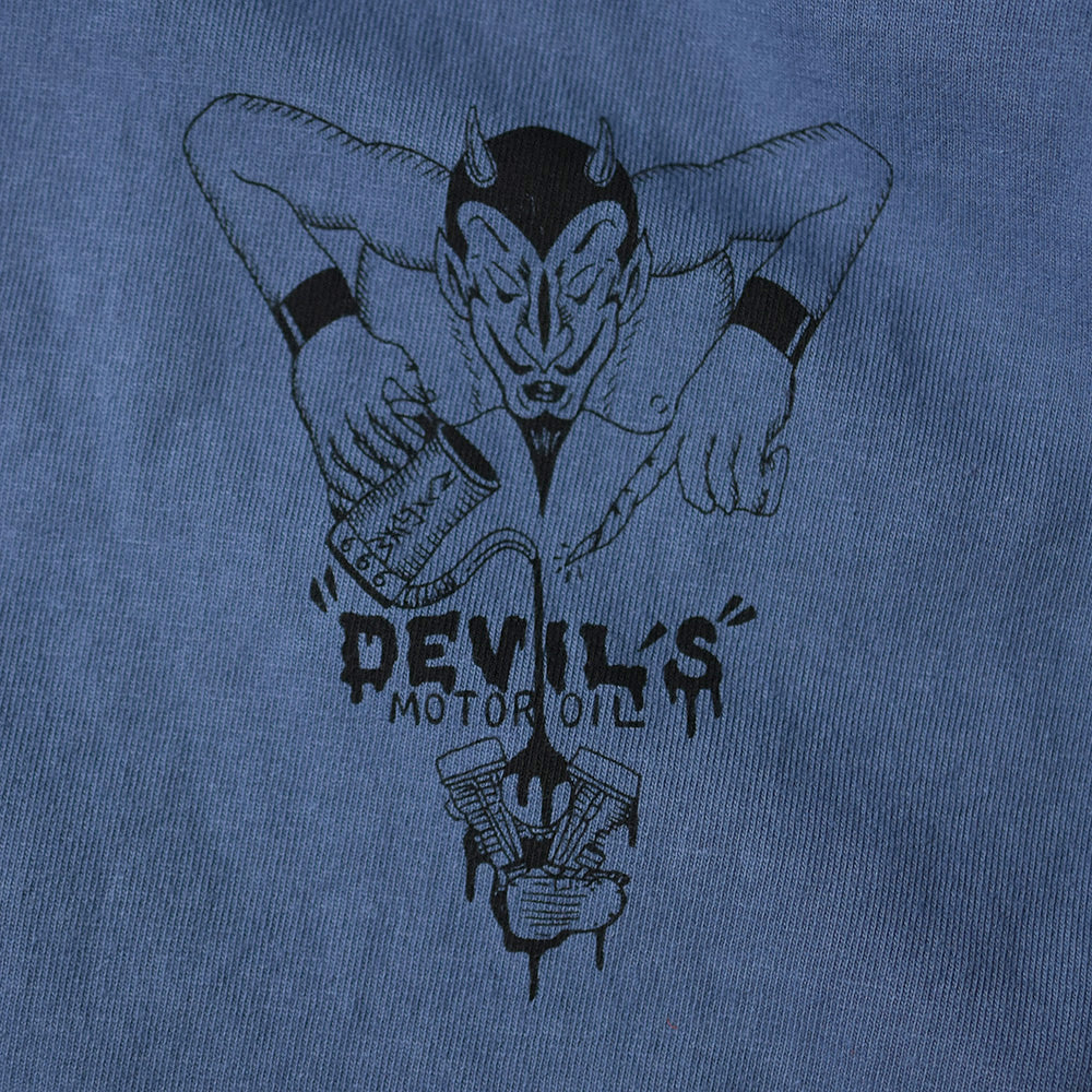 May club -【WESTRIDE】"DEVIL'S MOTOR OIL" TEE - W.BLUE