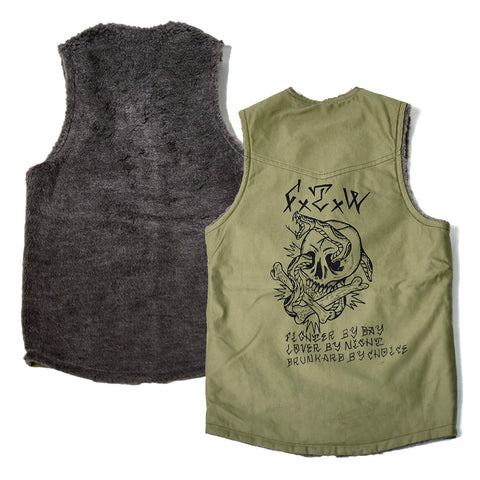 REVERSIBLE ARMY VEST - OLIVE - May club