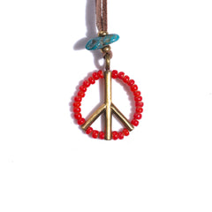 BEADS PEACE NECKLACE - RED - May club