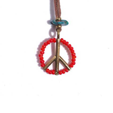 BEADS PEACE NECKLACE - RED