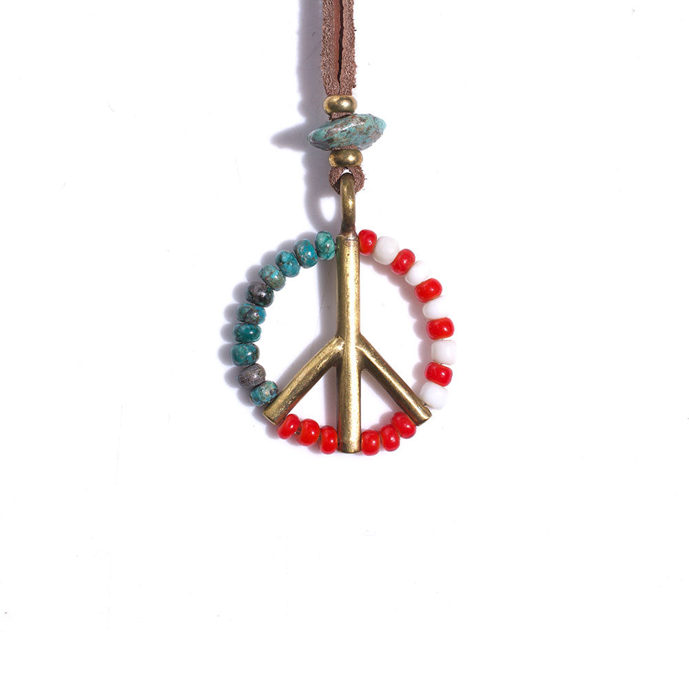 BEADS PEACE NECKLACE - AMERICAN FLAG - May club