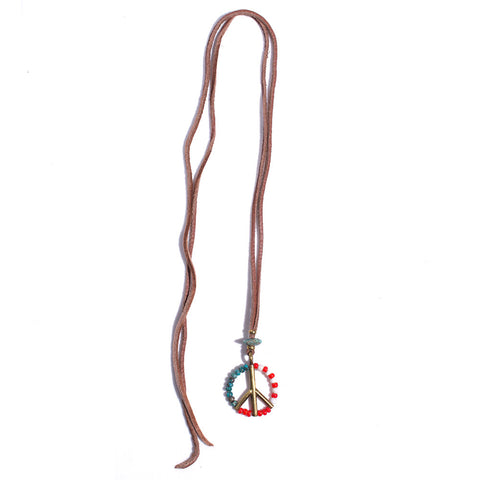 BEADS PEACE NECKLACE - AMERICAN FLAG - May club