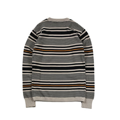 May club -【WESTRIDE】CLASSIC RIB MULTI BORDER L/S SWEATER - BEG/GLD