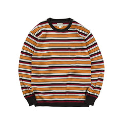 May club -【WESTRIDE】CLASSIC RIB MULTI BORDER L/S SWEATER - GLD/BRD