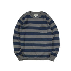 May club -【WESTRIDE】CLASSIC RIB BORDER L/S SWEATER - GRY/BLUE