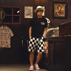 May club -【WESTRIDE】NGT KNIT CHECKER SHORTS - BLK/OFF