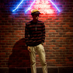 May club -【WESTRIDE】CLASSIC RIB BORDER L/S SWEATER - BLK/BGDY