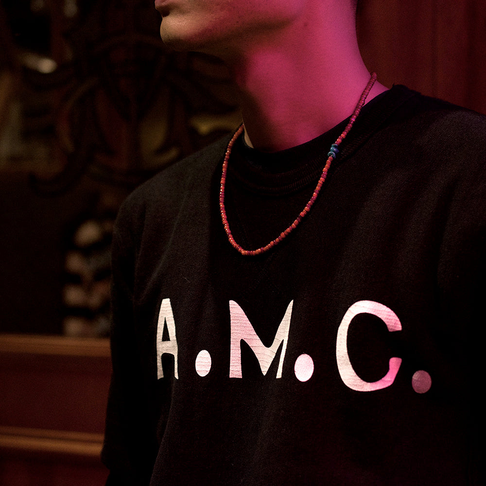 May club -【WESTRIDE】HEAVY WEIGHT FRONT V SWEAT "A.M.C" - BLACK