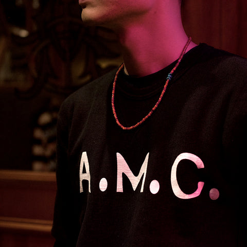 May club -【WESTRIDE】HEAVY WEIGHT FRONT V SWEAT "A.M.C" - BLACK