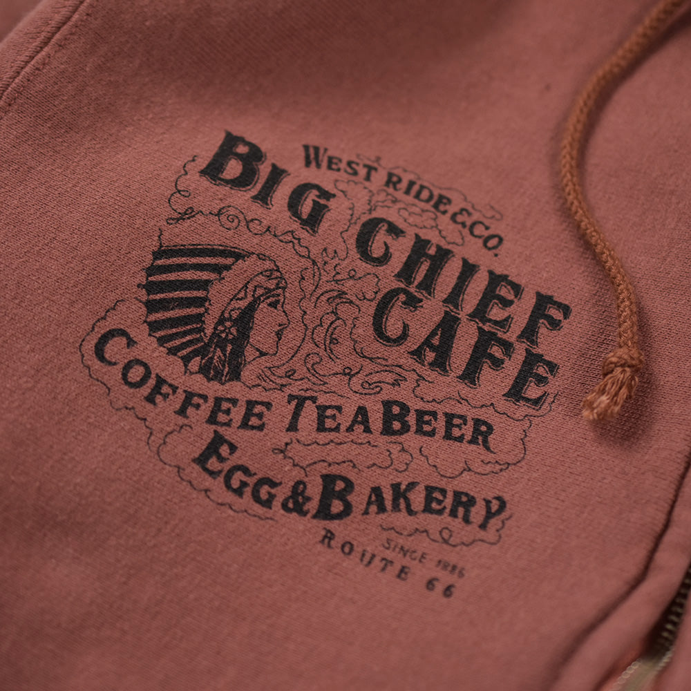 May club -【WESTRIDE】HEAVY WEIGHT FULL-ZIP HOODIE：BIG CHIEF CAFE (MAROON)