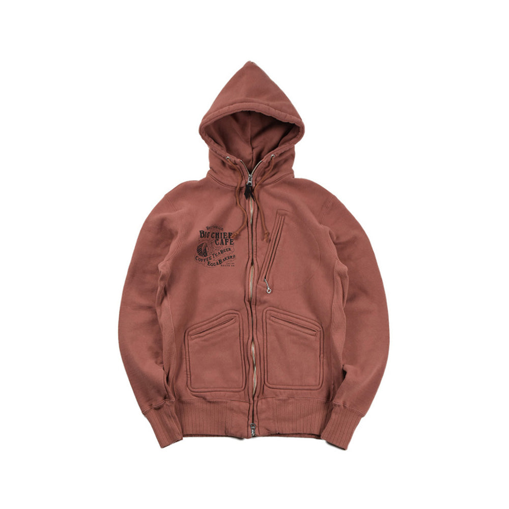 May club -【WESTRIDE】HEAVY WEIGHT FULL-ZIP HOODIE：BIG CHIEF CAFE (MAROON)