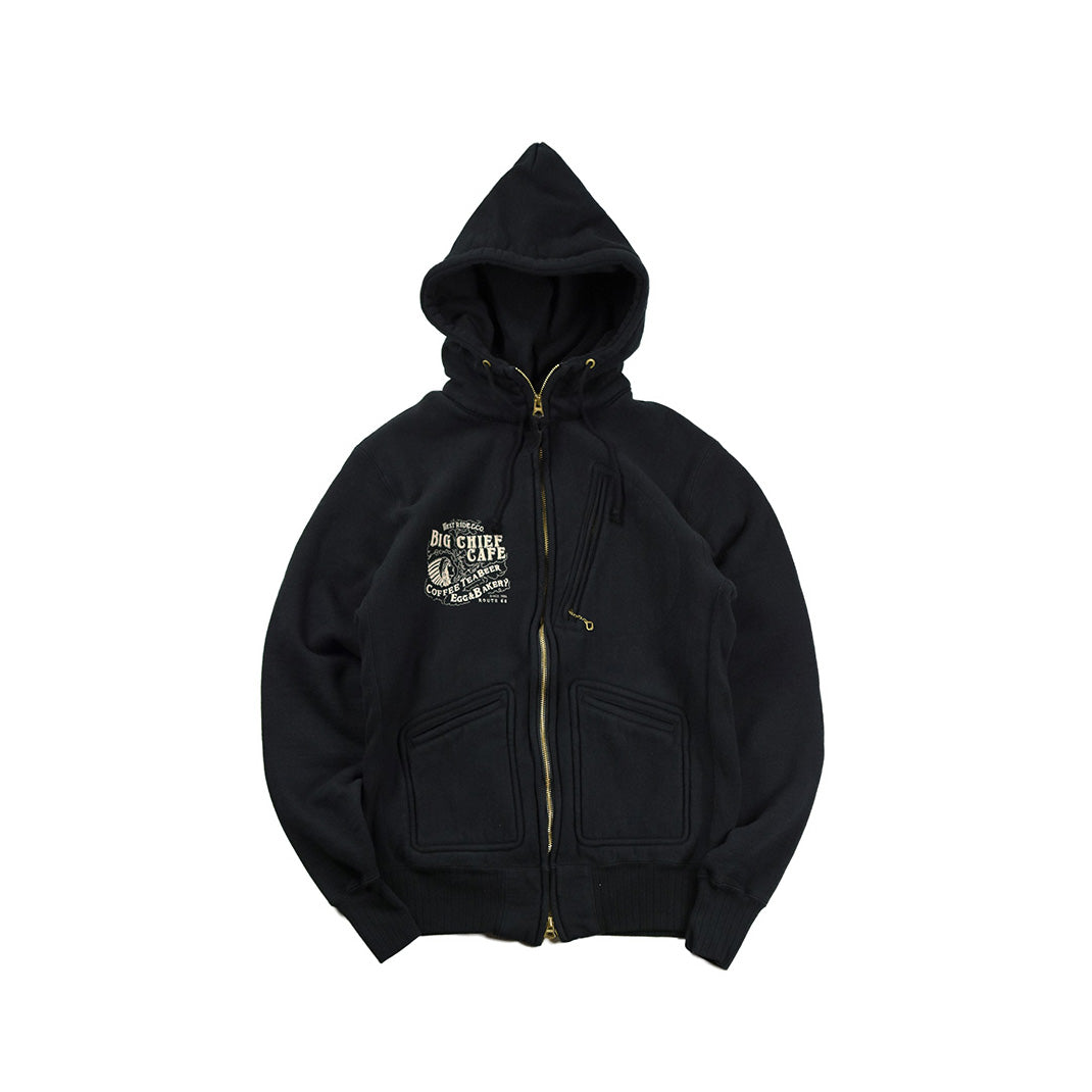 May club -【WESTRIDE】HEAVY WEIGHT FULL-ZIP HOODIE：BIG CHIEF CAFE (BLACK)