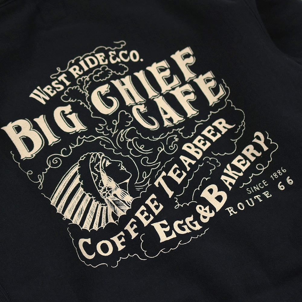 May club -【WESTRIDE】HEAVY WEIGHT FULL-ZIP HOODIE：BIG CHIEF CAFE (BLACK)