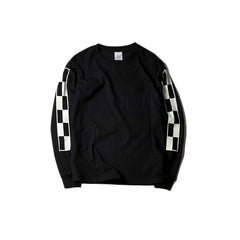 May club -【May club】KUSTOM KULTURE L/S TEE - TIKI CHECK SLEEVE（BLACK）