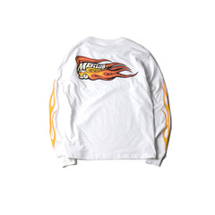 May club -【May club】KUSTOM KULTURE L/S TEE - HOT WHEEL FIRE SLEEVE（WHITE）