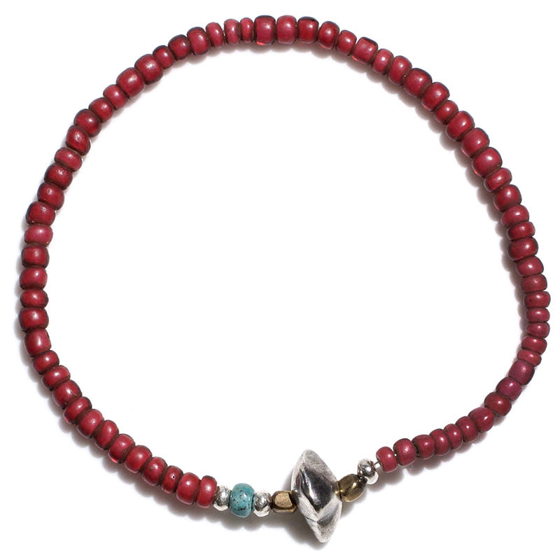 Antique White Heart Red Beads Bracelet - May club