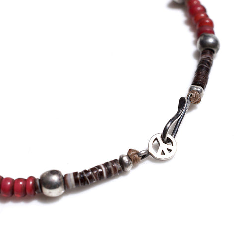 Antique White Heart Red Beads Bracelet With Silver - May club
