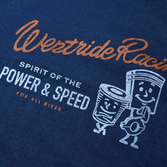 May club -【WESTRIDE】"POWER AND SPEED PISTON" TEE - FADE NAVY