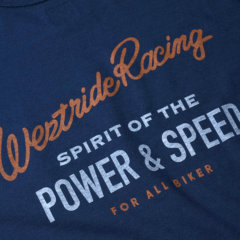 May club -【WESTRIDE】"POWER AND SPEED PISTON" TEE - FADE NAVY
