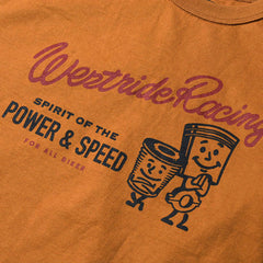 May club -【WESTRIDE】"POWER AND SPEED PISTON" TEE - COGNAC