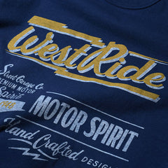 May club -【WESTRIDE】"MOTOR SPIRIT" TEE - FADE NAVY