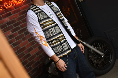 MEXICAN RUG VEST - Vintage White - May club