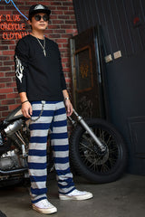 BORDER LONG PANTS - NVY/GRY - May club