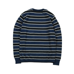 May club -【WESTRIDE】CLASSIC RIB MULTI BORDER L/S SWEATER - CHCL/BLUE