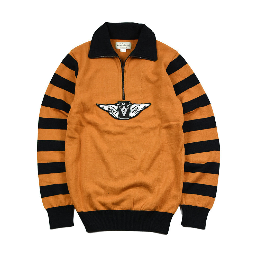 May club -【WESTRIDE】CLASSIC H.ZIP BORDER JERSEY - BLK/GLD