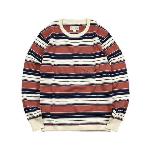 May club -【WESTRIDE】CLASSIC RIB MULTI BORDER L/S SWEATER - NVY/PINK