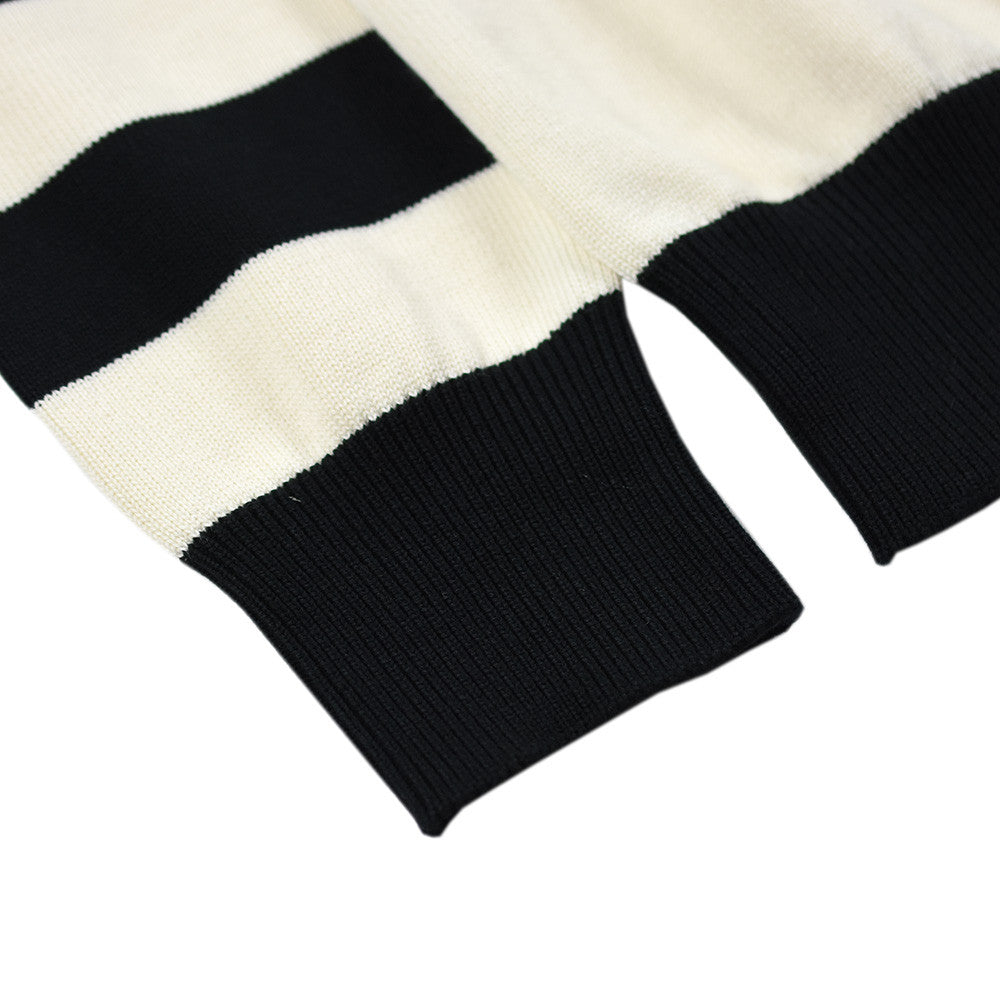 May club -【WESTRIDE】CLASSIC H.ZIP BORDER JERSEY - BLK/IVRY