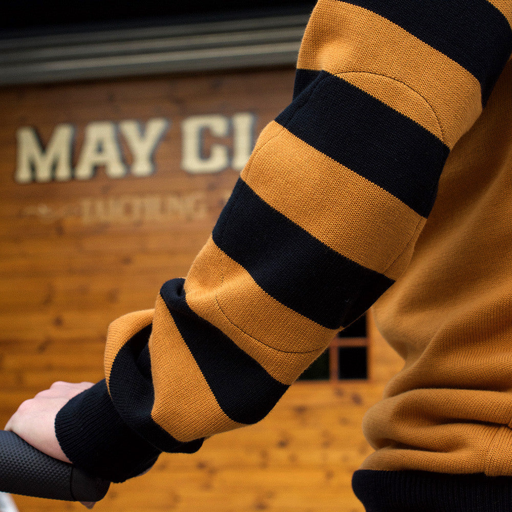 May club -【WESTRIDE】CLASSIC H.ZIP BORDER JERSEY - BLK/GLD