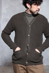 ACV-KN06 WAFFLE COTTON KNIT CARDIGAN - ARMY GREEN - May club