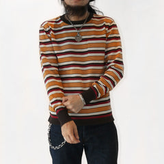 May club -【WESTRIDE】CLASSIC RIB MULTI BORDER L/S SWEATER - GLD/BRD