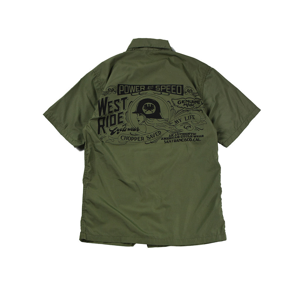 May club -【WESTRIDE】SNAP WORK S/S SHIRTS - OLIVE